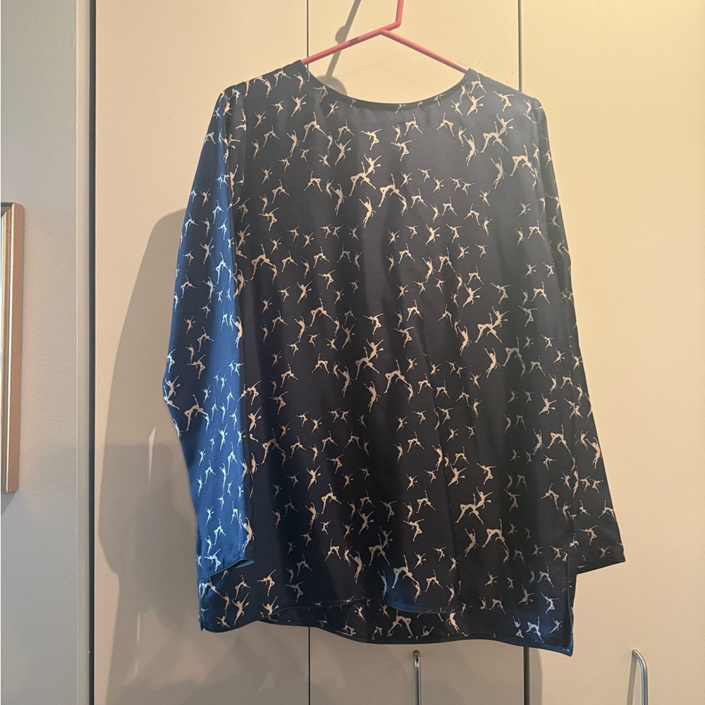 MaxMara Navy and White Patterned Tunic